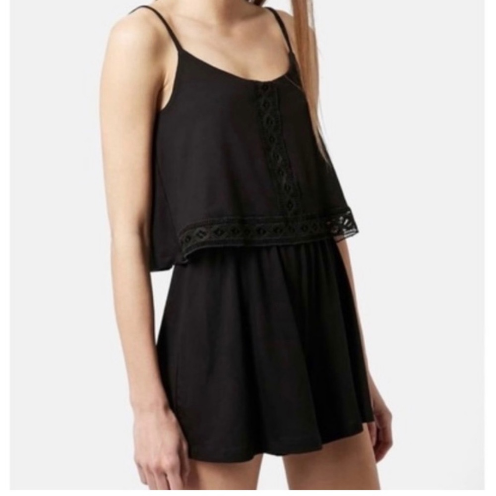 Topshop Black Lace Overlay Romper Size S